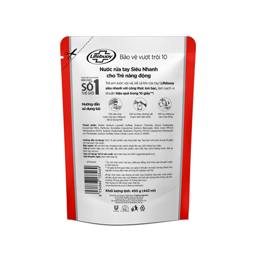 Ảnh của Nước rửa tay Lifebuoy Bảo vệ khỏi vi khuẩn 500g (Túi) - Bảo vệ vượt trội 10